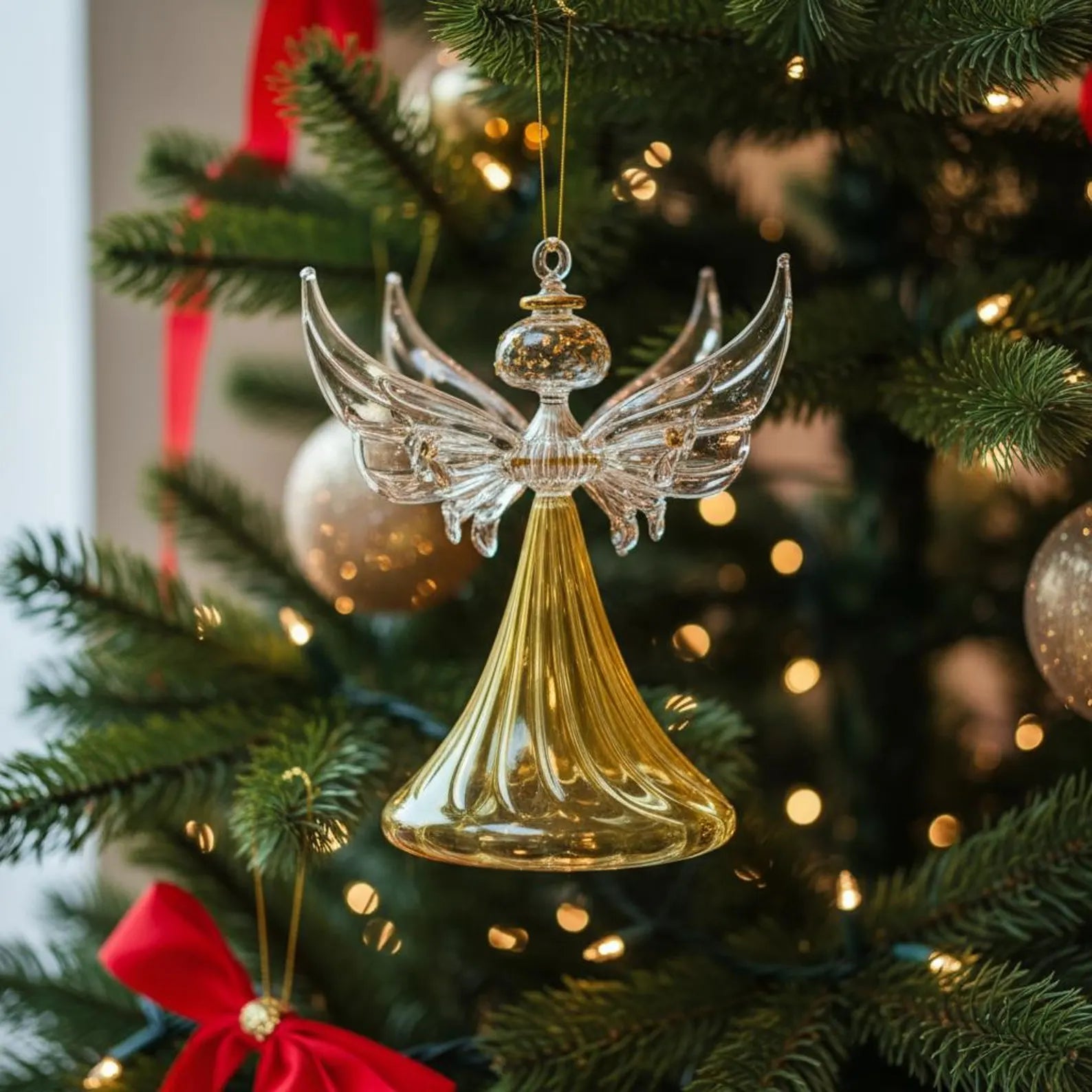 Handmade Glass Angel Christmas Ornament